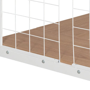 HomeRoots White Slat Metal Twin Loft Bed with Integrated Desk - Space-Saving Design for Small Bedrooms & Studios 606554