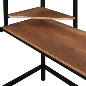 HomeRoots Black Twin Loft Bed with Integrated Desk & Shelves - Space-Saving Metal Design for Stylish Living 606555