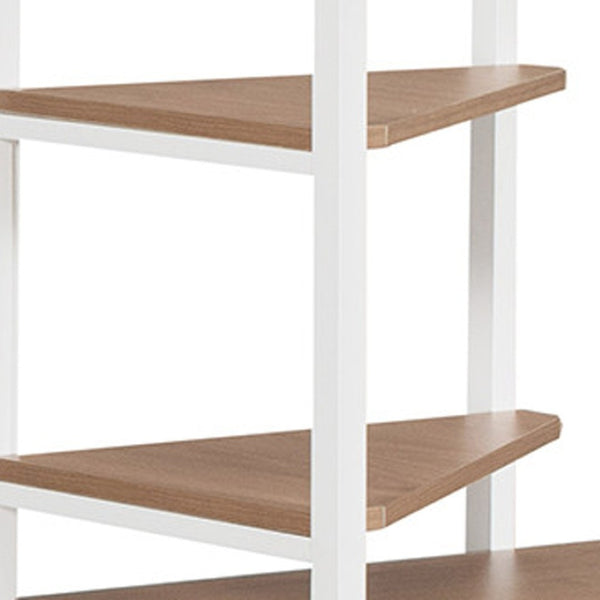 HomeRoots White Slat Metal Twin Loft Bed with Space-Saving Desk, Shelves, and LED Lighting - Modern Design 606556