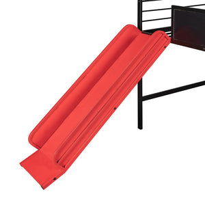 HomeRoots Black Metal Twin Loft Bed with Fun Slide, Canopy Frame, Space-Saving Design for Kids' Rooms 606558