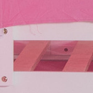 HomeRoots Pink Canopy Loft Bed with Slide - Charming Full Double Design for Kids' Playful Bedrooms & Space-Saving 606560