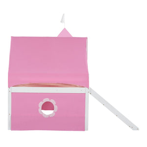 HomeRoots Pink Canopy Loft Bed with Slide - Charming Full Double Design for Kids' Playful Bedrooms & Space-Saving 606560