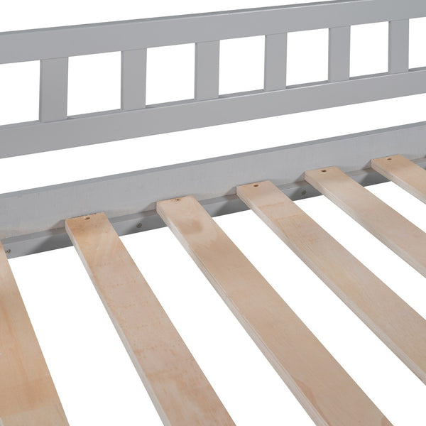HomeRoots Gray Twin Loft Bed with Slide and Stairs - Stylish Solid Wood Design, Space-Saving Fun for Kids 606563
