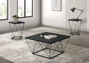 English Elm Contemporary 3-Piece Table Set With Angular Metal Base – Sleek Black Finish For Modern Living Spaces B2741P391802