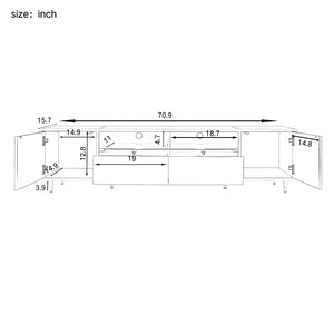 English Elm Vibe 70.9'' Modern Tv Stand For 80'' Tvs - Chic Entertainment Center With Led Lights & Ample Storage N724P284377K-GIGA