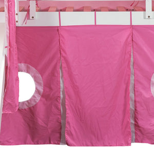 HomeRoots Pink Canopy Solid Wood Loft Bed with Fun Slide, Stairs, and Shelves - Perfect for Kids’ Rooms! 606570