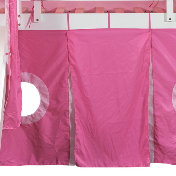 HomeRoots Pink Canopy Solid Wood Loft Bed with Fun Slide, Stairs, and Shelves - Perfect for Kids’ Rooms! 606570