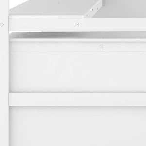 HomeRoots White Slat Twin Loft Bed with Stairs, Desk & Drawers - Stylish Space-Saving Solution for Kids 606572
