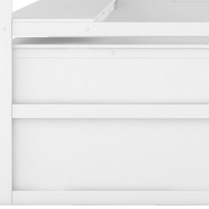 HomeRoots White Slat Twin Loft Bed with Stairs, Desk & Drawers - Stylish Space-Saving Solution for Kids 606572