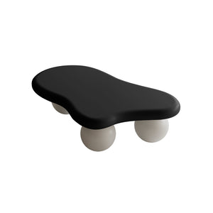 English Elm 40 Inch Cloud Shaped Coffee Table With Elegant Black Top & White Legs - Chic Living Room Accent W1435S00012