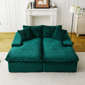 English Elm Green Turtle Velvet Double Chaise Lounge - Cozy & Multifunctional Sofa For Relaxing Or Socializing W3371S00042