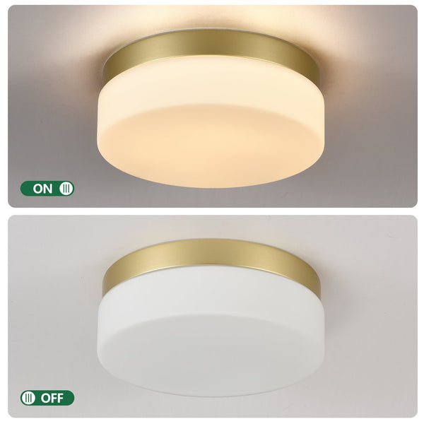 English Elm 1 LED Flush Mount Ceiling Light Fixture 24W 12 Inch Round Surface Lamp Energy Saving 3-Mode Durable Safety Rated Gold W2312P375010