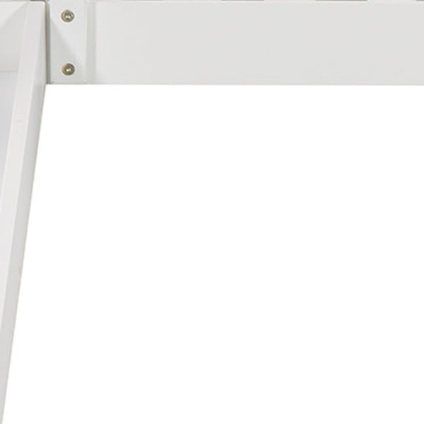 HomeRoots White Twin-Over-Twin Princess Bunk Bed with Slide - Solid Wood, Stylish Design for Kids’ Rooms! 606608