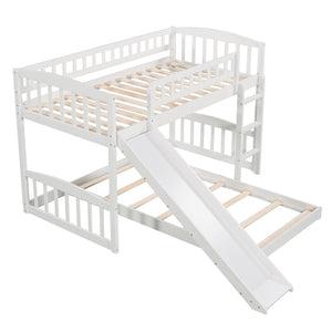 HomeRoots White Twin-Over-Twin Princess Bunk Bed with Slide - Solid Wood, Stylish Design for Kids’ Rooms! 606608