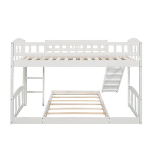 HomeRoots White Twin-Over-Twin Princess Bunk Bed with Slide - Solid Wood, Stylish Design for Kids’ Rooms! 606608
