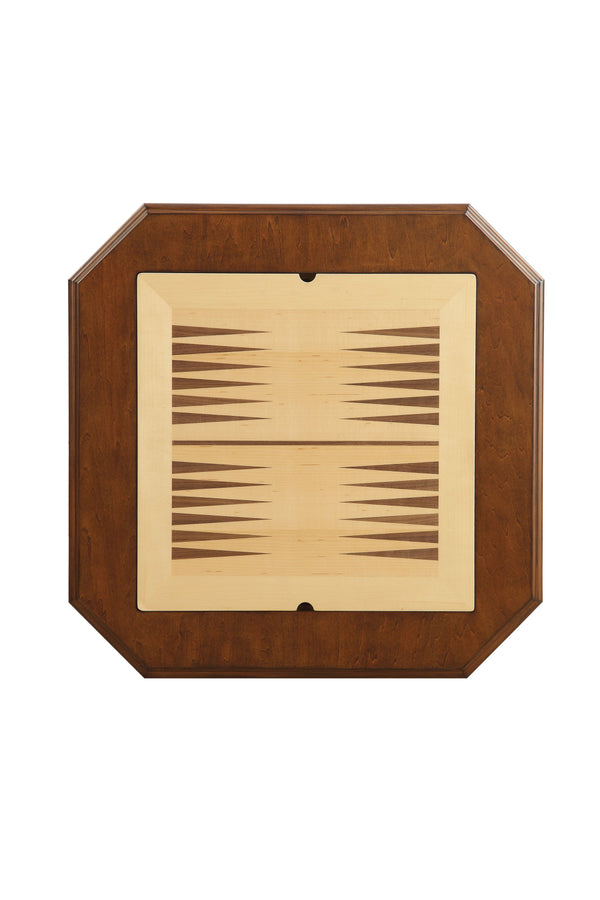 English Elm Bishop Cherry Finish Reversible Game Table w/Drawers – 3‑in‑1 Chess, Checkers & Backgammon Square B2726P251281