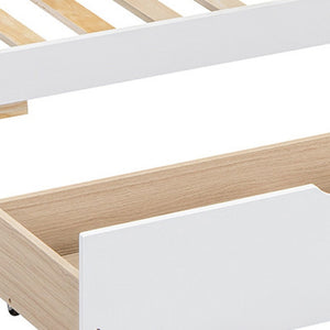 HomeRoots White Twin Over Twin Solid Wood Bunk Bed with Drawers - Stylish Space-Saving Solution for Kids! 606625