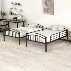HomeRoots Black Twin Over Twin Metal Bunk Bed – Space-Saving Design, Safety Features & Versatile Use for Kids! 606626