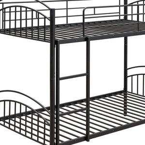 HomeRoots Black Twin Over Twin Metal Bunk Bed – Space-Saving Design, Safety Features & Versatile Use for Kids! 606626