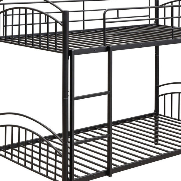 HomeRoots Black Twin Over Twin Metal Bunk Bed – Space-Saving Design, Safety Features & Versatile Use for Kids! 606626