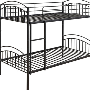 HomeRoots Black Twin Over Twin Metal Bunk Bed – Space-Saving Design, Safety Features & Versatile Use for Kids! 606626