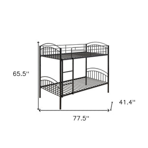 HomeRoots Black Twin Over Twin Metal Bunk Bed – Space-Saving Design, Safety Features & Versatile Use for Kids! 606626