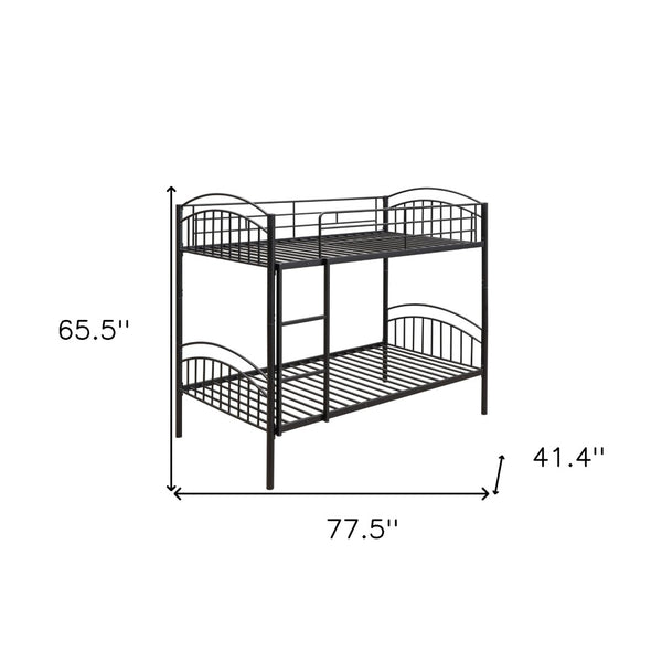HomeRoots Black Twin Over Twin Metal Bunk Bed – Space-Saving Design, Safety Features & Versatile Use for Kids! 606626