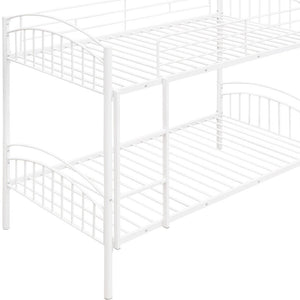 HomeRoots White Twin Over Twin Metal Bunk Bed - Stylish Space-Saving Design with Safety Features for Kids' Rooms 606627