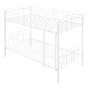 HomeRoots White Twin Over Twin Metal Bunk Bed - Stylish Space-Saving Design with Safety Features for Kids' Rooms 606627