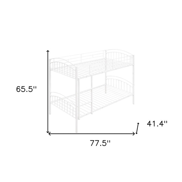 HomeRoots White Twin Over Twin Metal Bunk Bed - Stylish Space-Saving Design with Safety Features for Kids' Rooms 606627