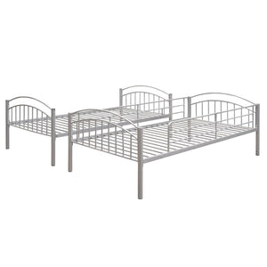 HomeRoots Silver Stylish Twin Over Twin Metal Bunk Bed - Space-Saving Design with Safety Features & Versatility 606628