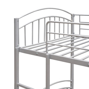 HomeRoots Silver Stylish Twin Over Twin Metal Bunk Bed - Space-Saving Design with Safety Features & Versatility 606628