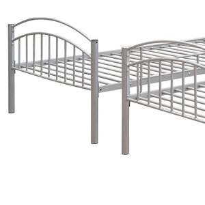 HomeRoots Silver Stylish Twin Over Twin Metal Bunk Bed - Space-Saving Design with Safety Features & Versatility 606628