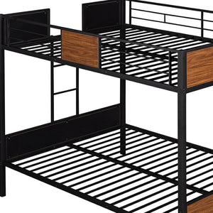 HomeRoots Black Full Over Full Metal Bunk Bed - Stylish Space-Saving Design with Safety Features & Stability 606629