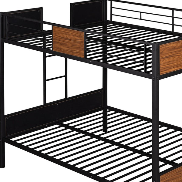 HomeRoots Black Full Over Full Metal Bunk Bed - Stylish Space-Saving Design with Safety Features & Stability 606629