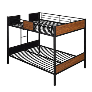 HomeRoots Black Full Over Full Metal Bunk Bed - Stylish Space-Saving Design with Safety Features & Stability 606629
