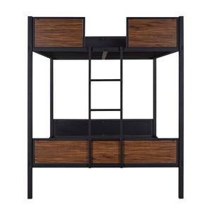 HomeRoots Black Full Over Full Metal Bunk Bed - Stylish Space-Saving Design with Safety Features & Stability 606629