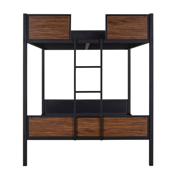 HomeRoots Black Full Over Full Metal Bunk Bed - Stylish Space-Saving Design with Safety Features & Stability 606629