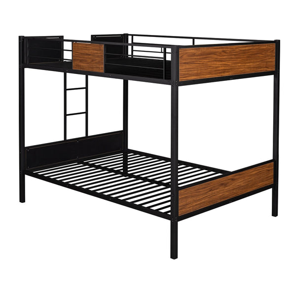 HomeRoots Black Full Over Full Metal Bunk Bed - Stylish Space-Saving Design with Safety Features & Stability 606629