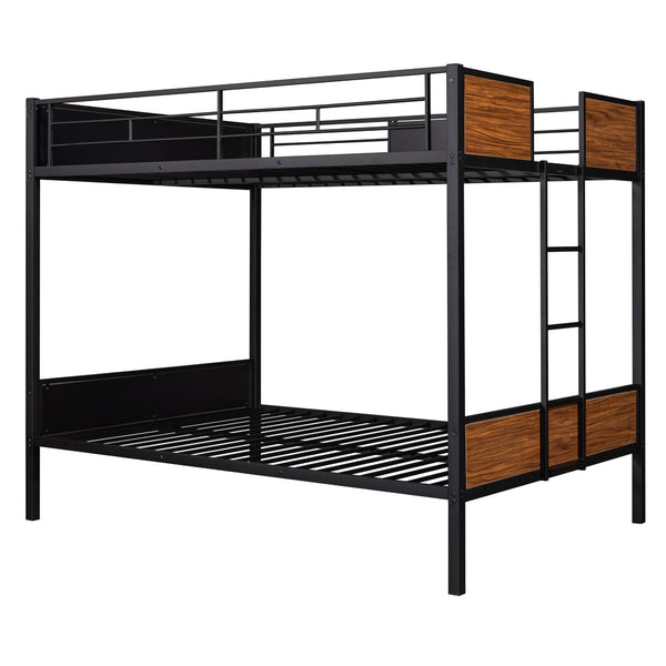 HomeRoots Black Full Over Full Metal Bunk Bed - Stylish Space-Saving Design with Safety Features & Stability 606629