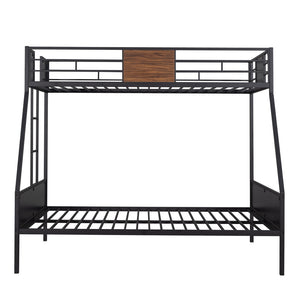 HomeRoots Walnut Twin Over Twin Metal Bunk Bed - Stylish, Space-Saving Design with Safety Features for Kids 606630
