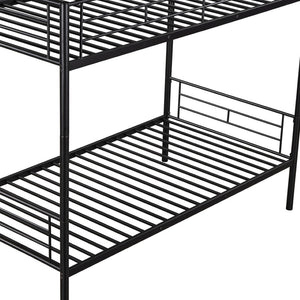 HomeRoots Black Twin Over Twin Metal Bunk Bed - Stylish Space-Saving Design with Safety Features for Kids' Rooms 606631