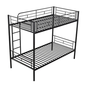 HomeRoots Black Twin Over Twin Metal Bunk Bed - Stylish Space-Saving Design with Safety Features for Kids' Rooms 606631