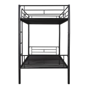 HomeRoots Black Twin Over Twin Metal Bunk Bed - Stylish Space-Saving Design with Safety Features for Kids' Rooms 606631