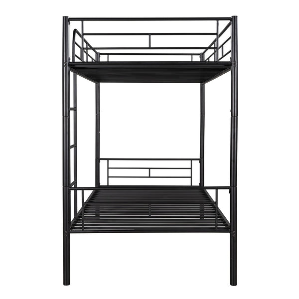 HomeRoots Black Twin Over Twin Metal Bunk Bed - Stylish Space-Saving Design with Safety Features for Kids' Rooms 606631