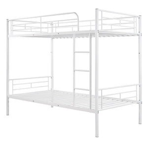 HomeRoots White Twin Over Twin Metal Bunk Bed - Stylish Space-Saving Solution with Safety Features for Kids' Rooms 606632