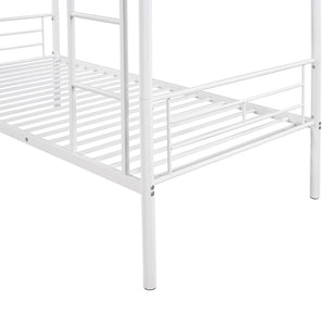 HomeRoots White Twin Over Twin Metal Bunk Bed - Stylish Space-Saving Solution with Safety Features for Kids' Rooms 606632