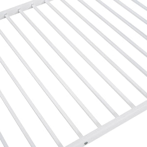 HomeRoots White Twin Over Twin Metal Bunk Bed - Stylish Space-Saving Solution with Safety Features for Kids' Rooms 606632