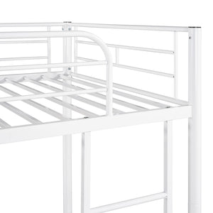HomeRoots White Twin Over Twin Metal Bunk Bed - Stylish Space-Saving Solution with Safety Features for Kids' Rooms 606632