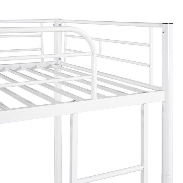 HomeRoots White Twin Over Twin Metal Bunk Bed - Stylish Space-Saving Solution with Safety Features for Kids' Rooms 606632